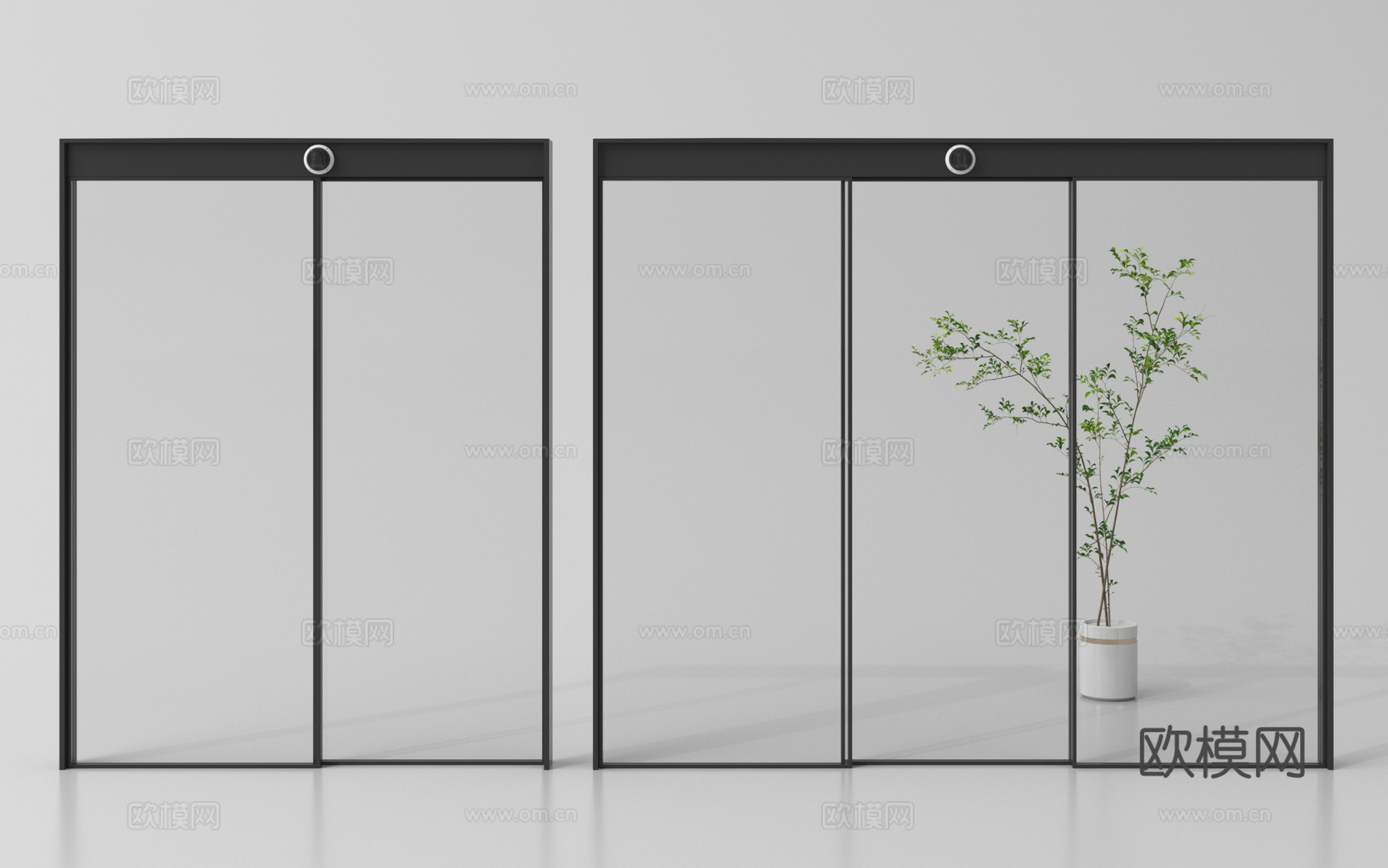 现代玻璃感应门  电动感应门 电动移门su模型