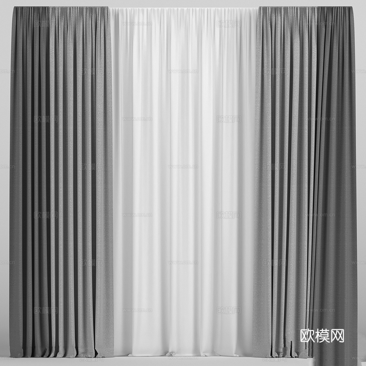 双色薄纱窗帘3d模型