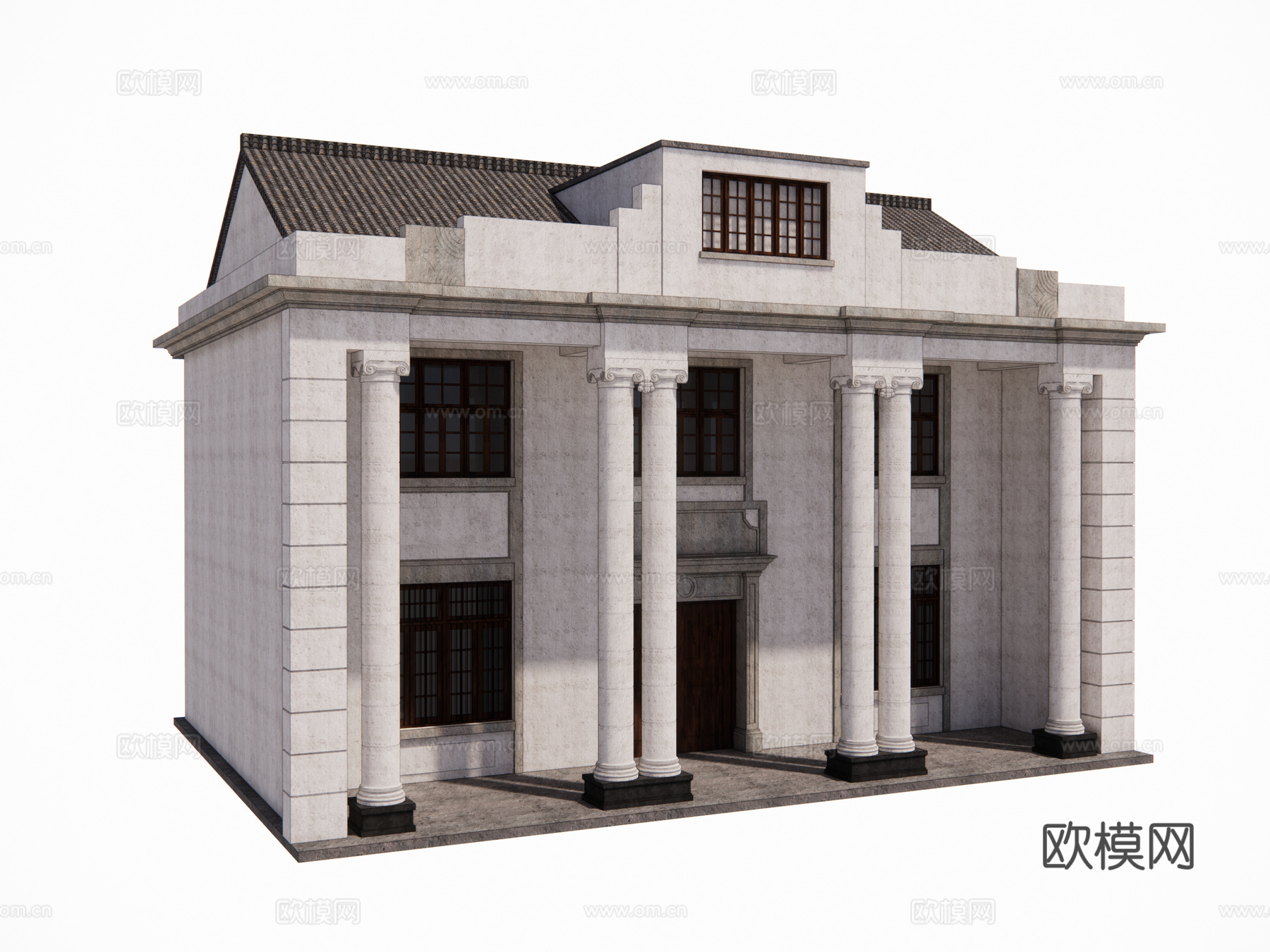 殖民地风格建筑洋楼复古风欧式酒店su模型
