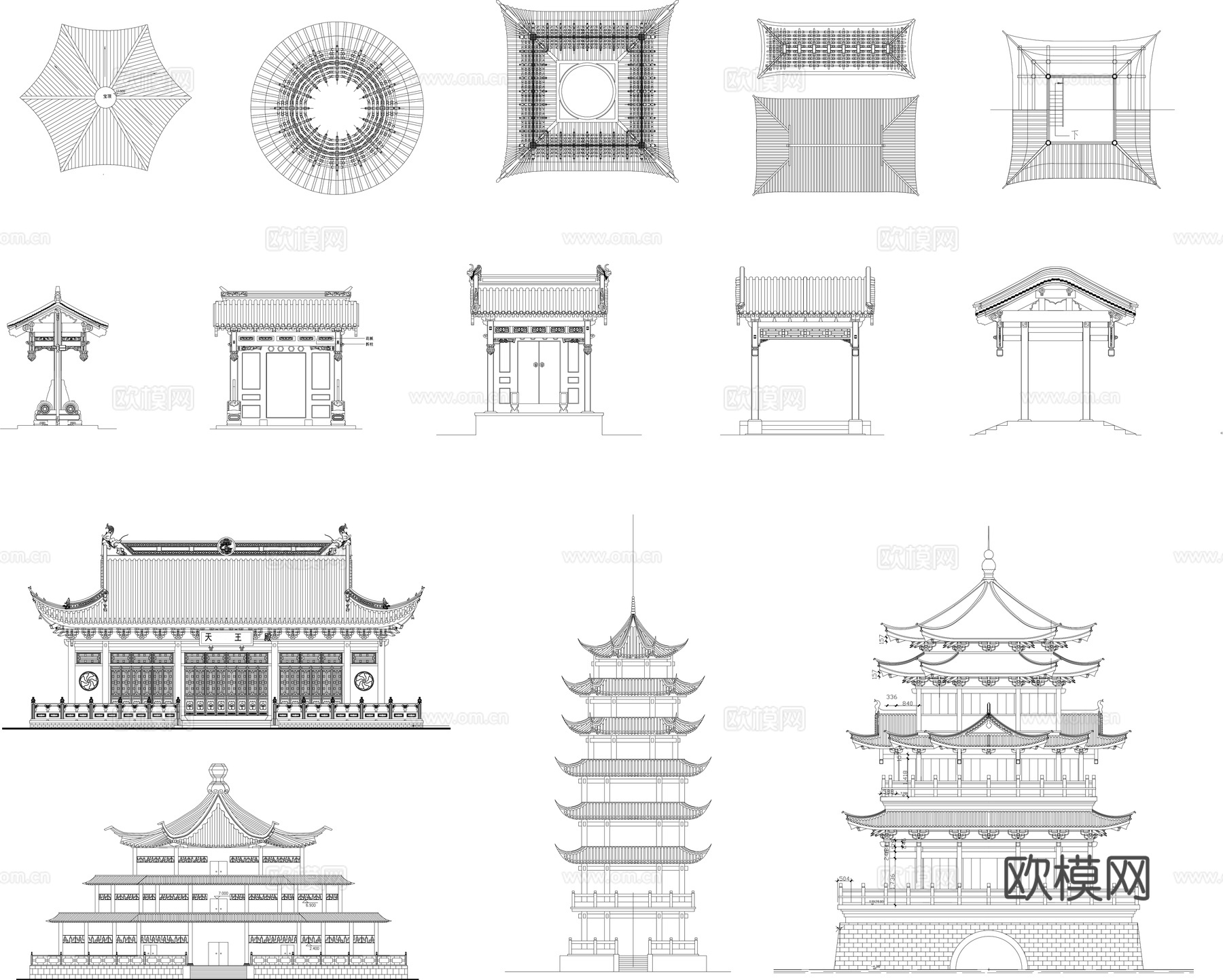 中式古建筑CAD图块cad施工图
