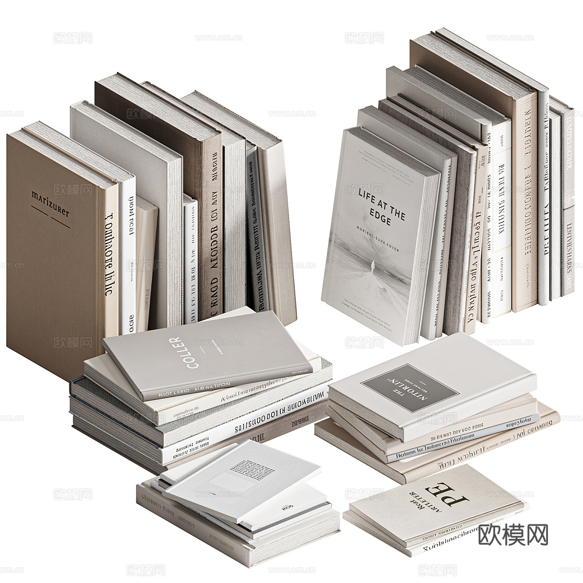 现代书籍组合套装3d模型