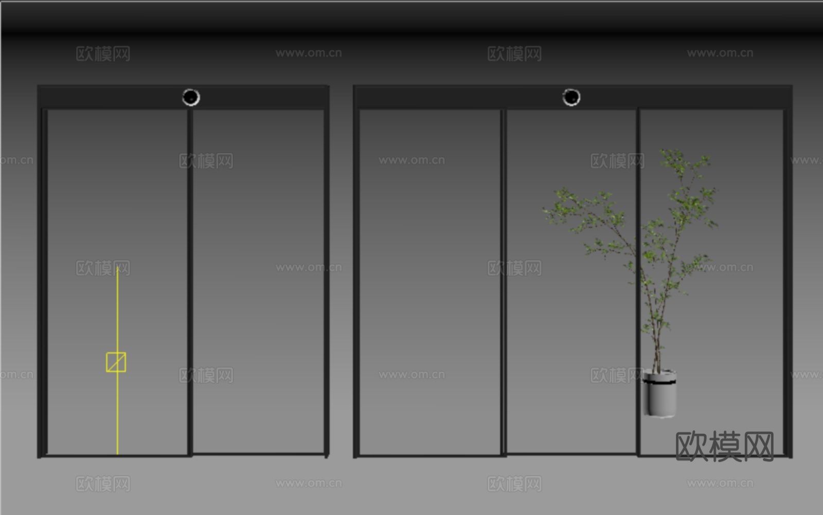 现代玻璃感应门  电动感应门 电动移门su模型