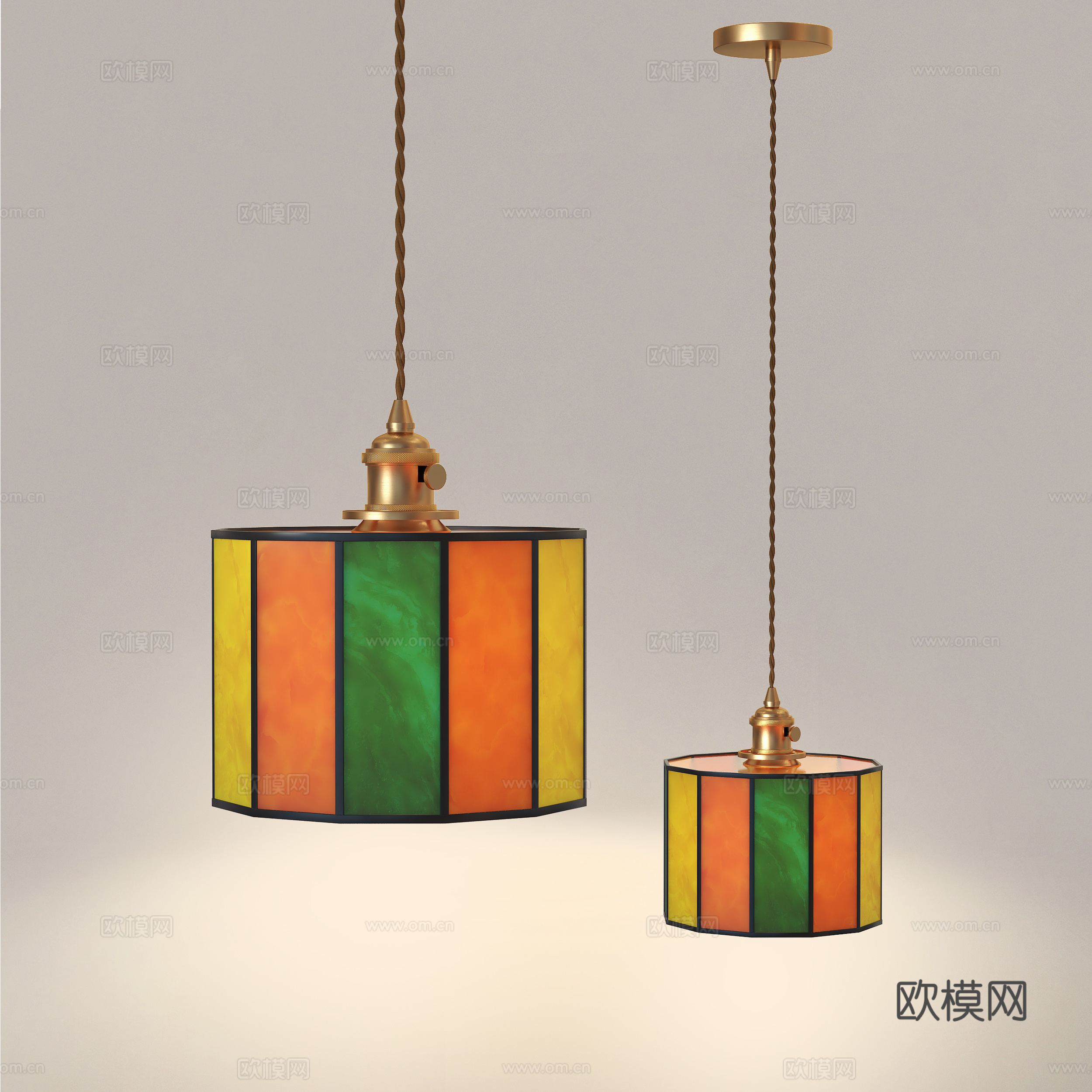 美式复古小吊灯 法式复古吊灯 中古风吊灯 餐厅咖啡厅吧台吊灯3d模型下载（渲染图1）