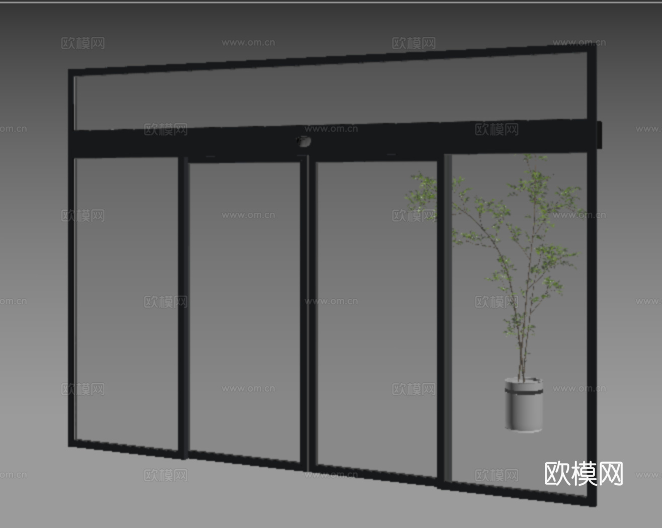 现代玻璃感应门  电动感应门 电动移门su模型