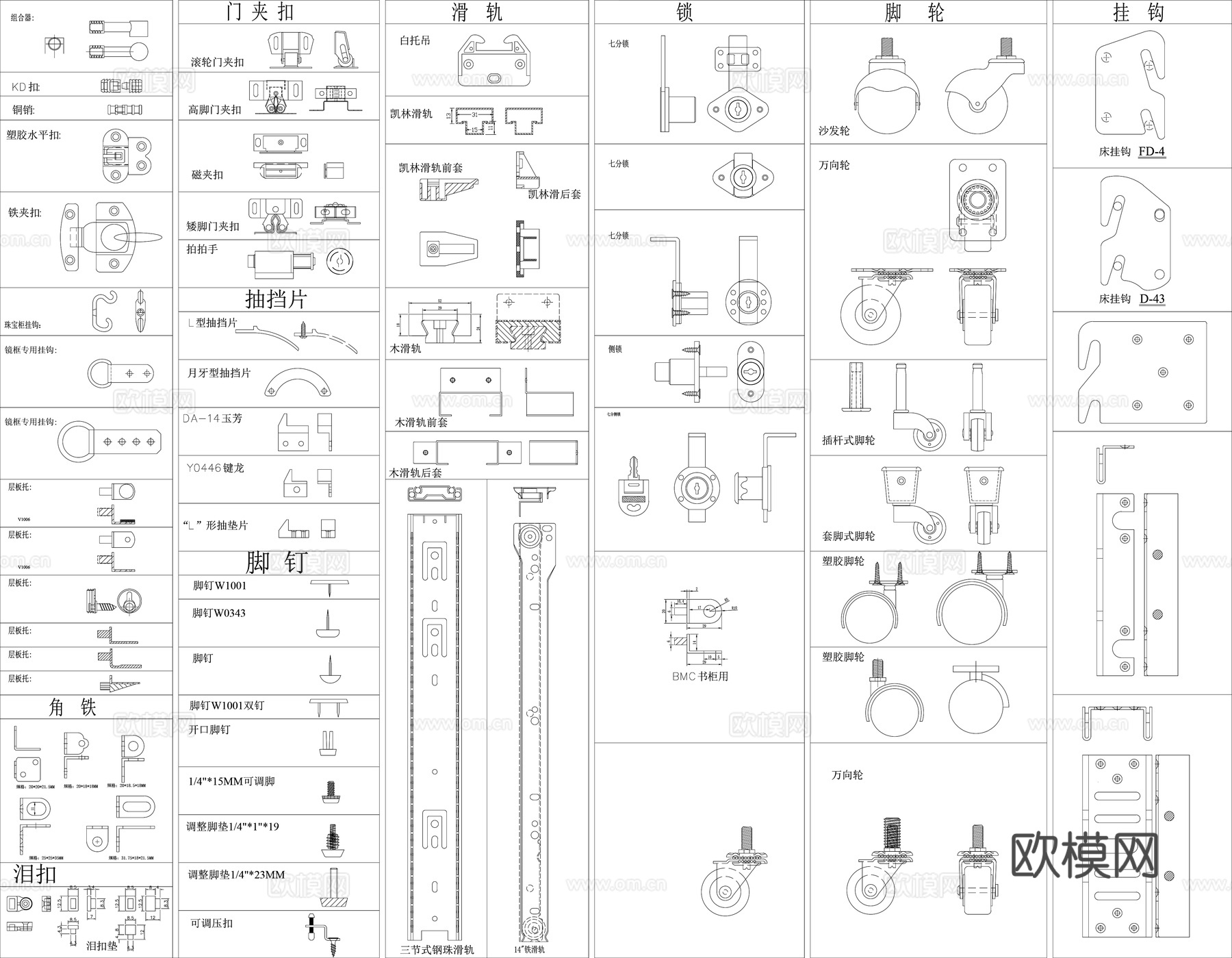 五金配件CAD图库cad施工图