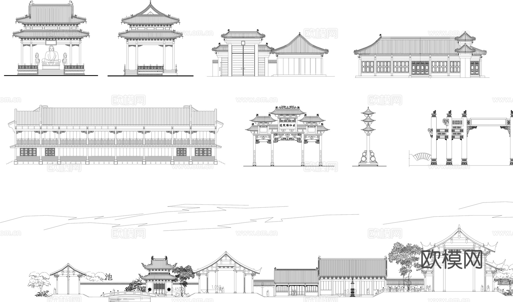 中式古建筑CAD图块cad施工图