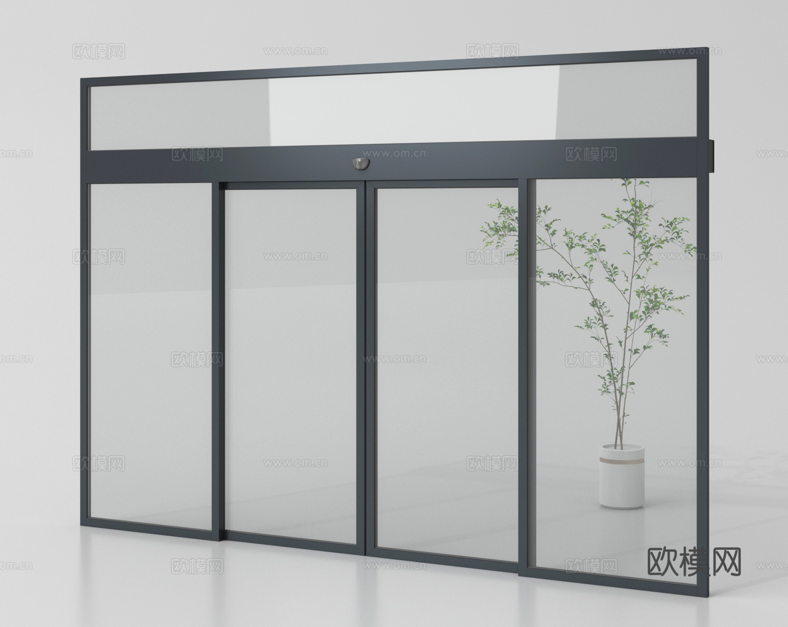 现代玻璃感应门  电动感应门 电动移门su模型