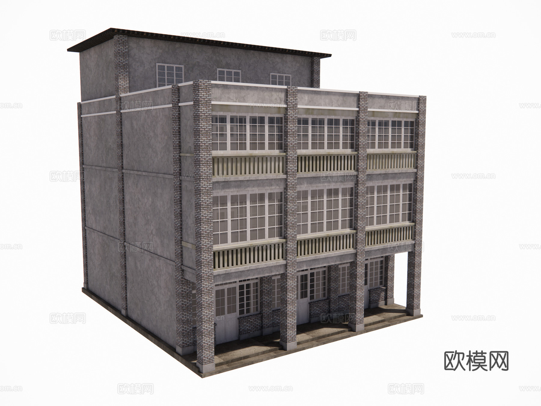 现代简约村镇居民楼民宅自建房su模型