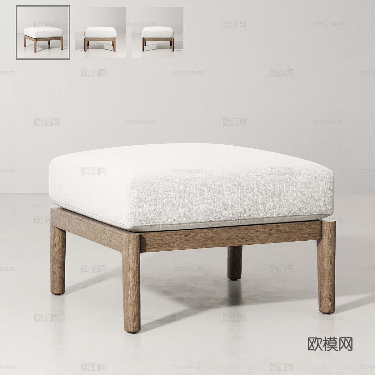 RH MALTA柚木脚凳3d模型下载