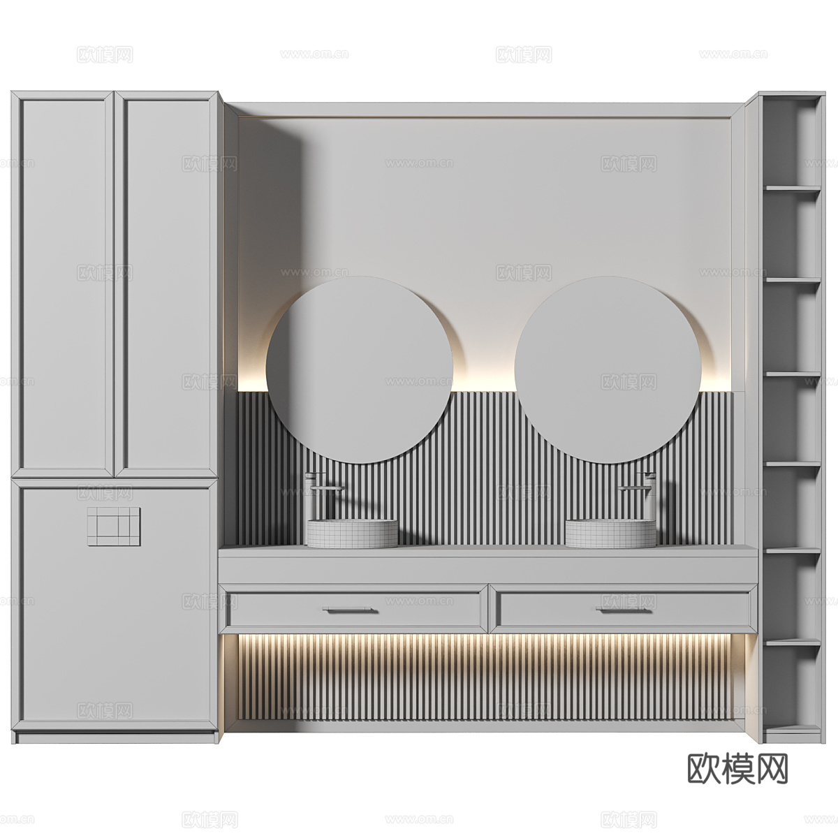 现代轻奢双台盆浴室柜3d模型下载（渲染图4）