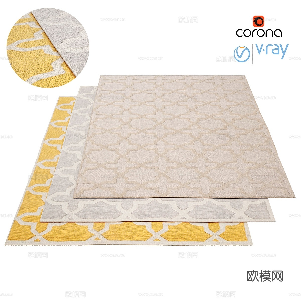 羊毛地毯温莎黄3d模型