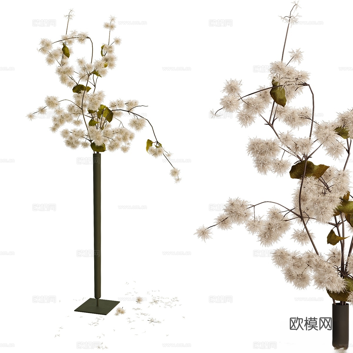 干铁线莲花瓶3d模型下载