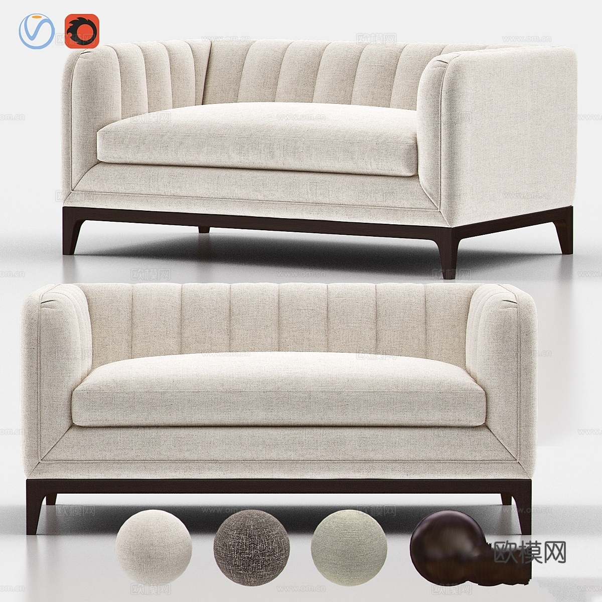 阿什顿双人沙发 BAU3114L3d模型
