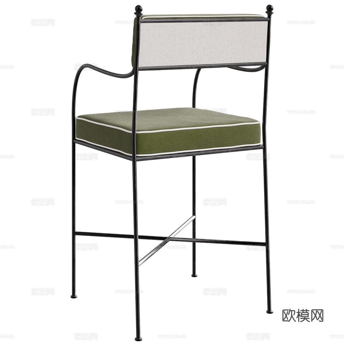 新中式中古风 Alejandra 吧台椅3d模型下载（渲染图3）