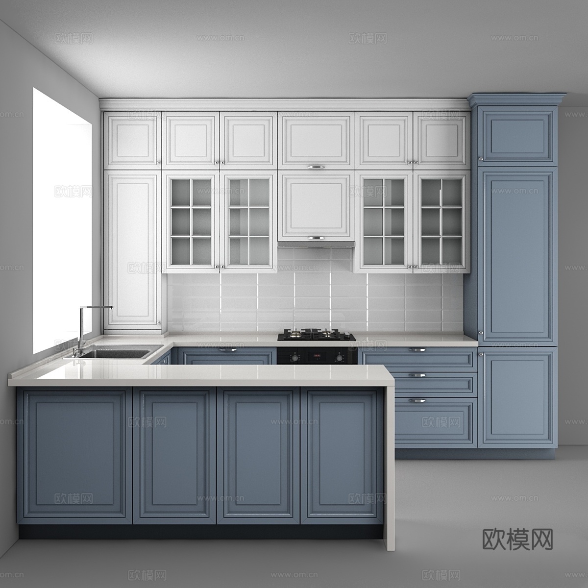 转角厨房3d模型下载