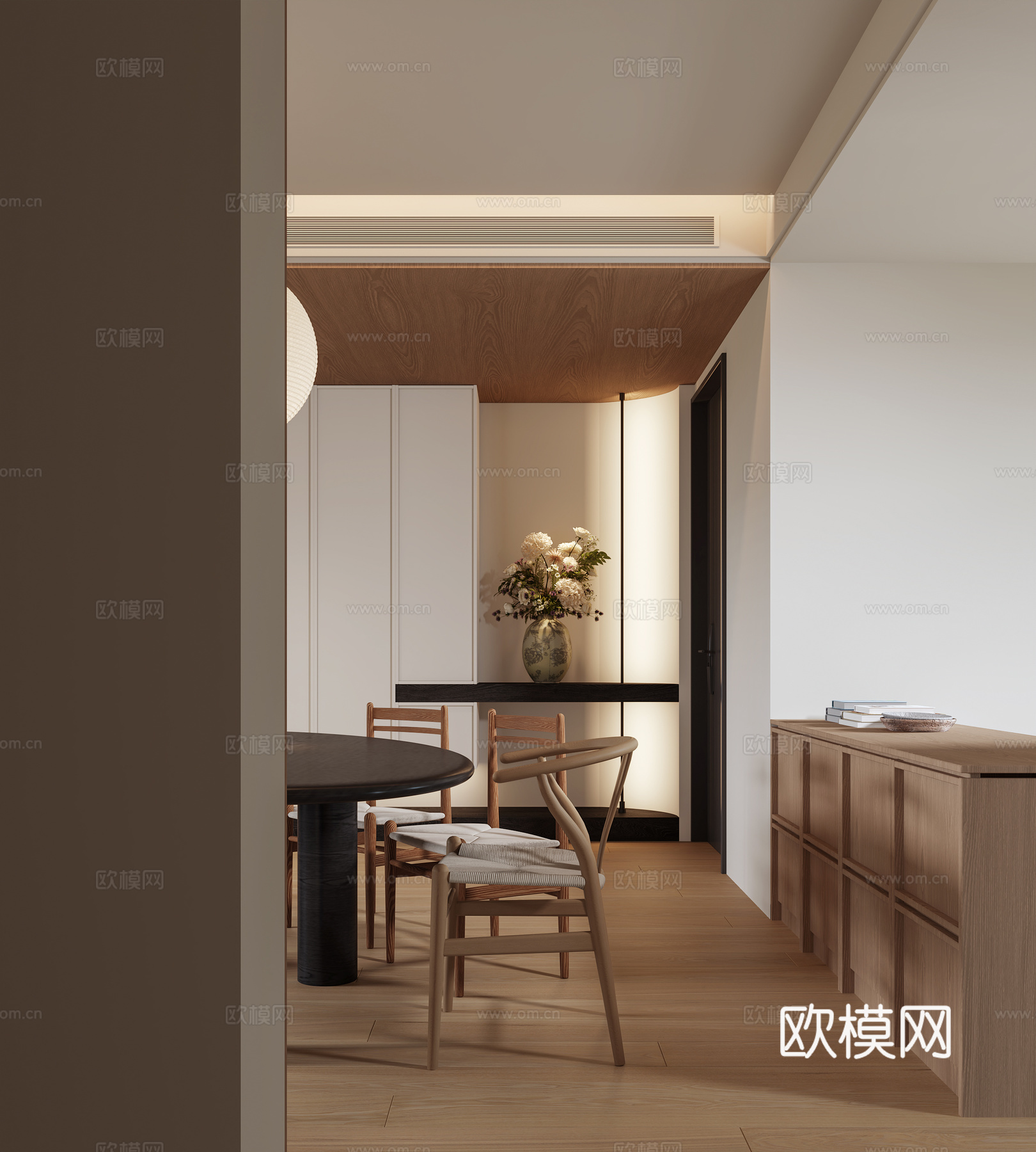 新中式宋式客餐厅su模型