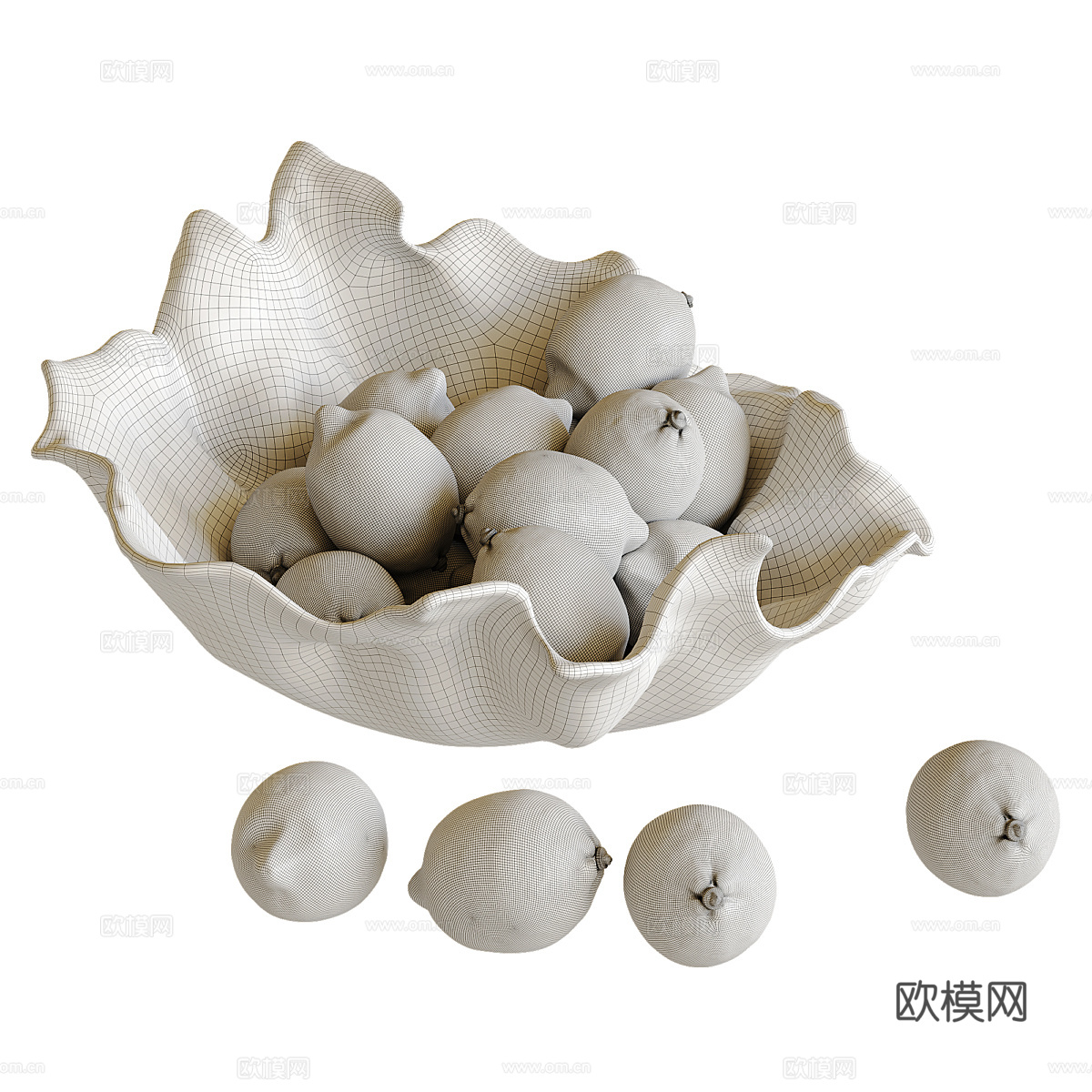 柠檬果盘 水果 柠檬3d模型