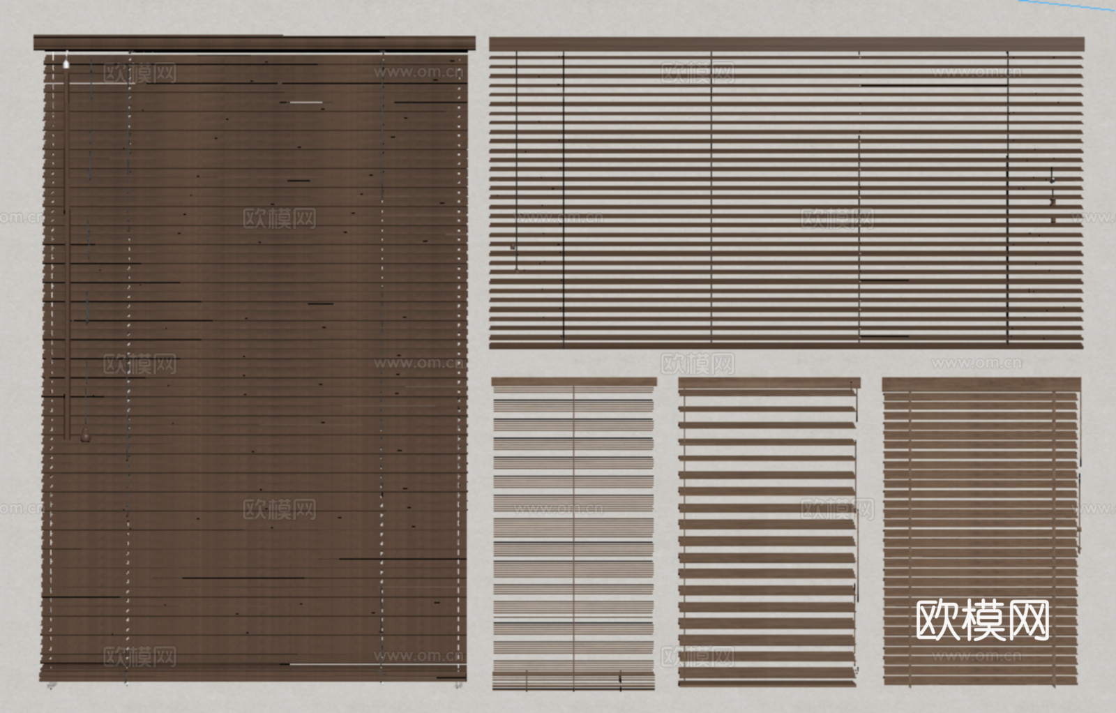 新中式百叶帘 卷帘 拉帘su模型