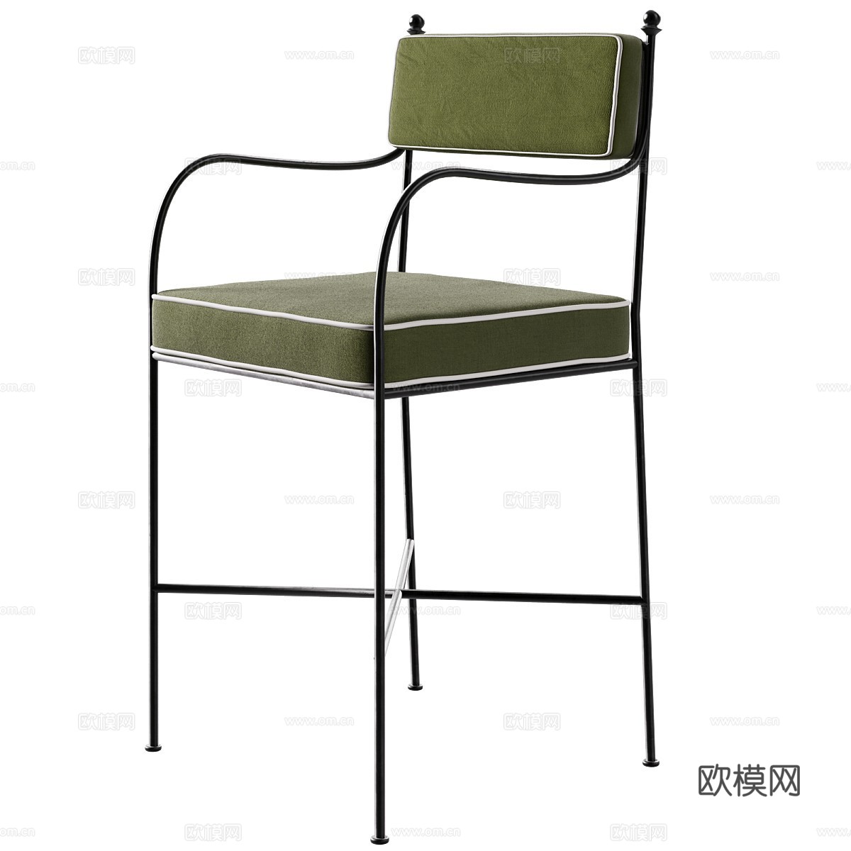 新中式中古风 Alejandra 吧台椅3d模型下载（渲染图1）