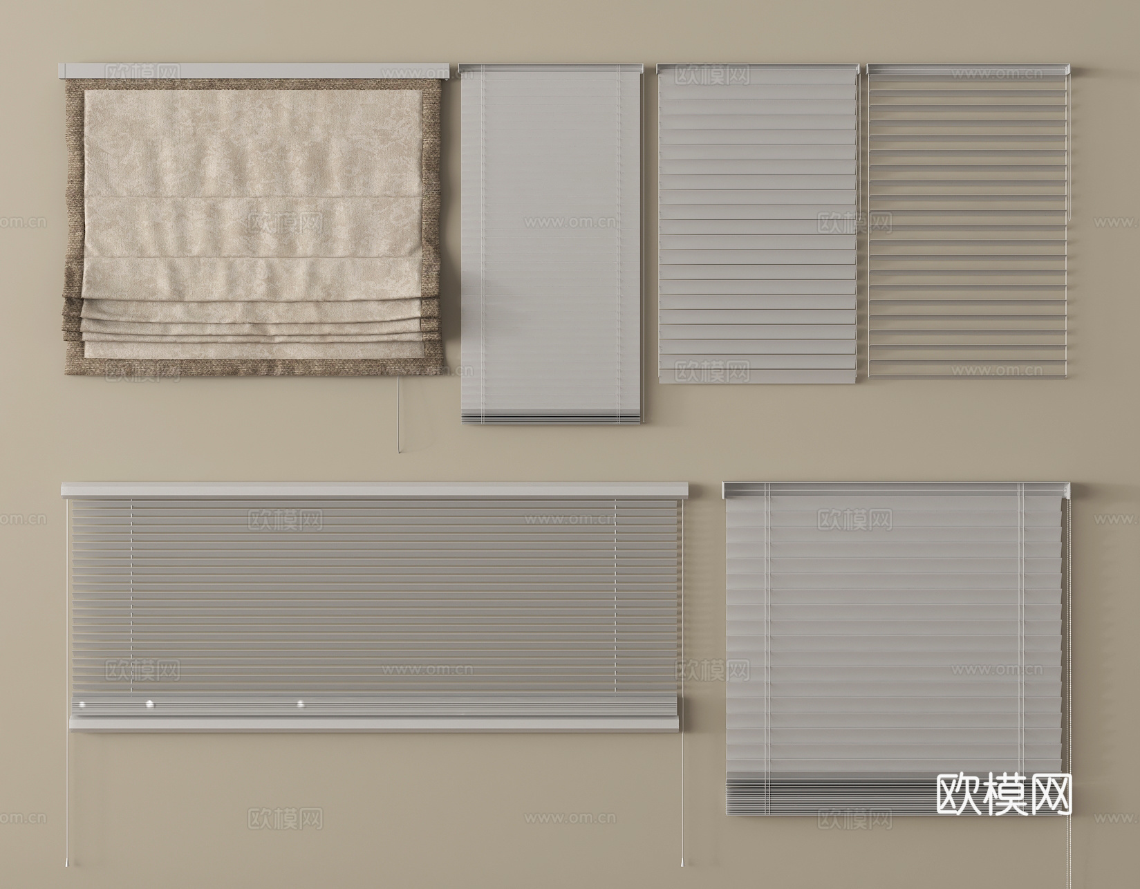现代极简百叶帘 香格里拉帘 梦幻帘 布帘3d模型