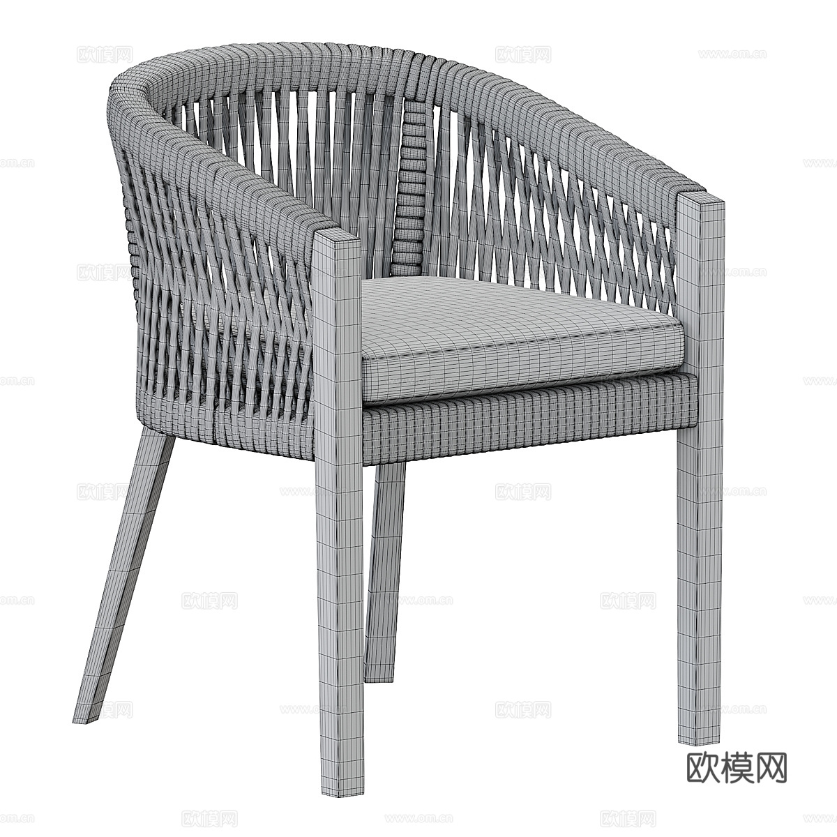 现代绳编休闲椅3d模型