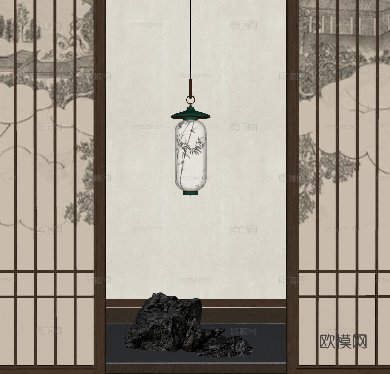 宋式吊灯 吊灯 装饰吊灯  小吊灯  艺术吊灯su模型