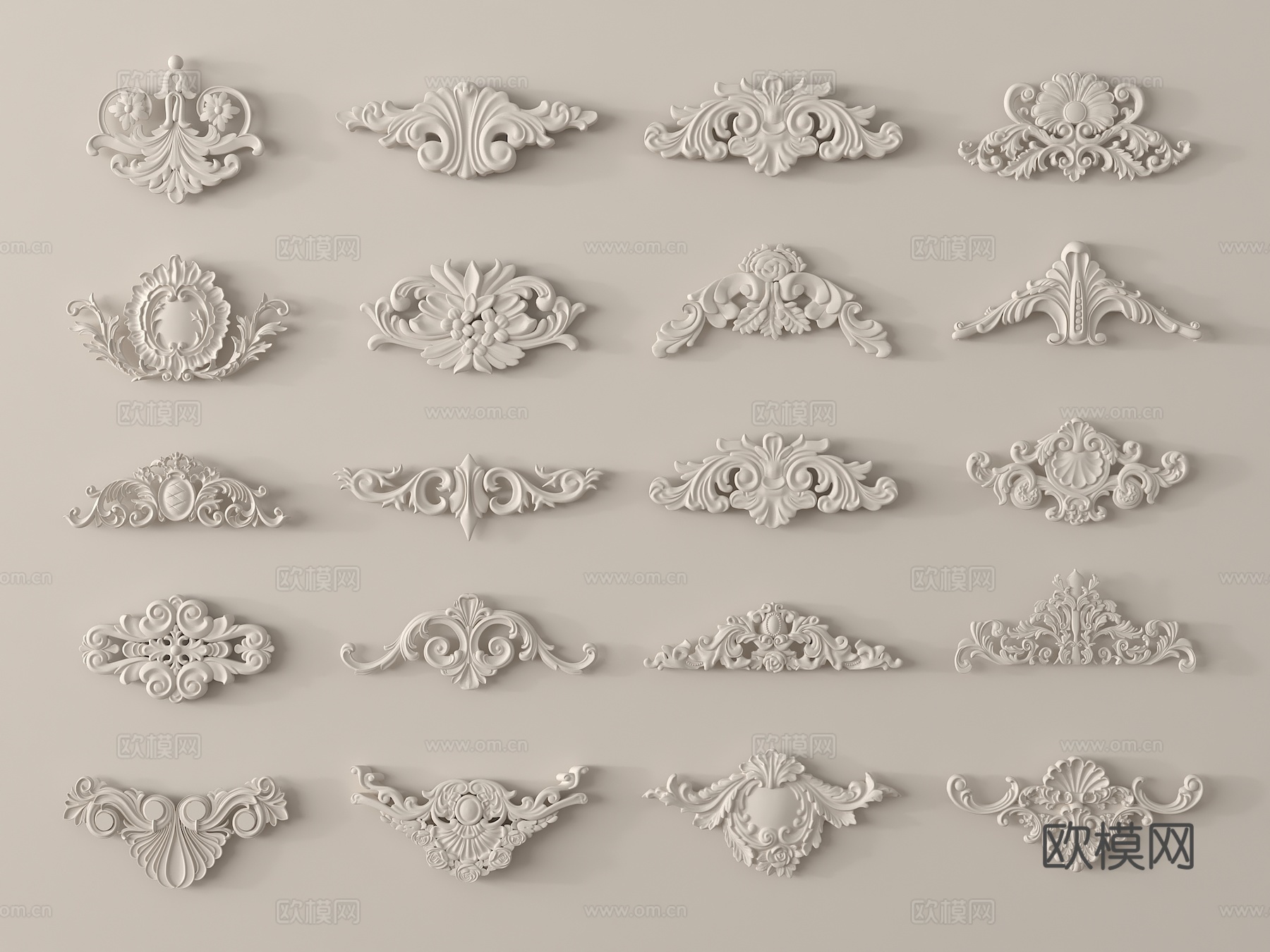 欧式雕花 角花 石膏构件3d模型