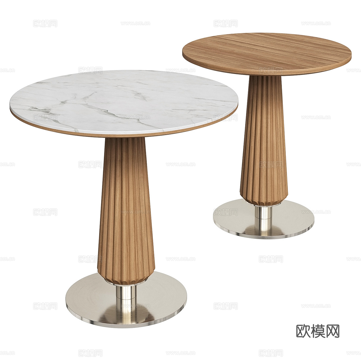 现代意式 Litfad 大理石木质圆边几3d模型下载（渲染图1）