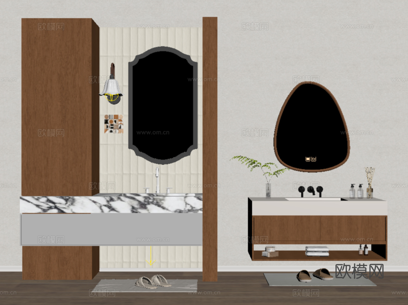 现代浴室柜 洗手台 卫生间干区su模型