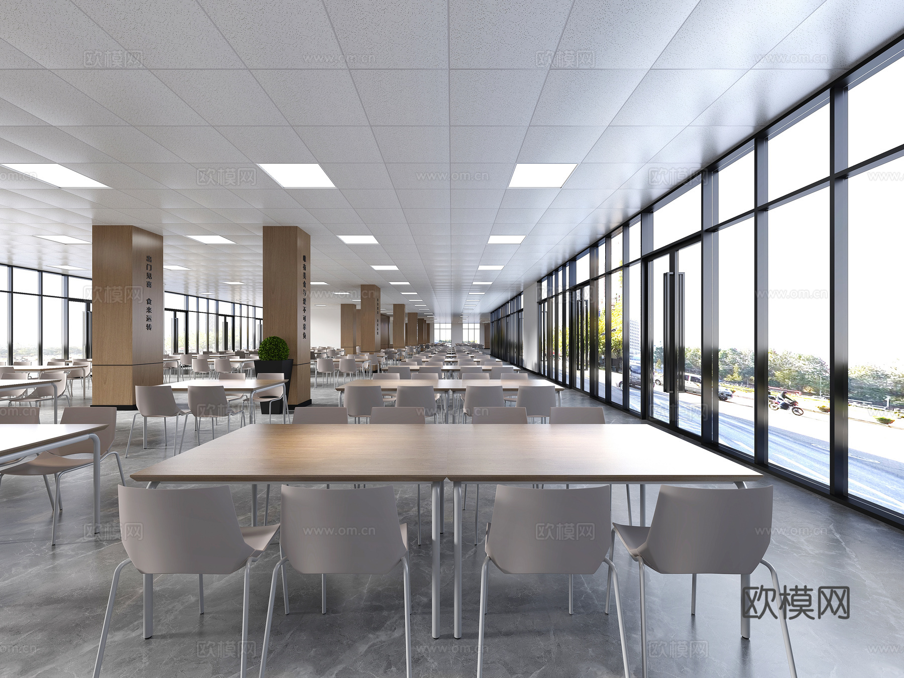 现代食堂 企业食堂 公共餐厅 员工餐厅饭堂 学校食堂厨房设备3d模型下载（渲染图2）