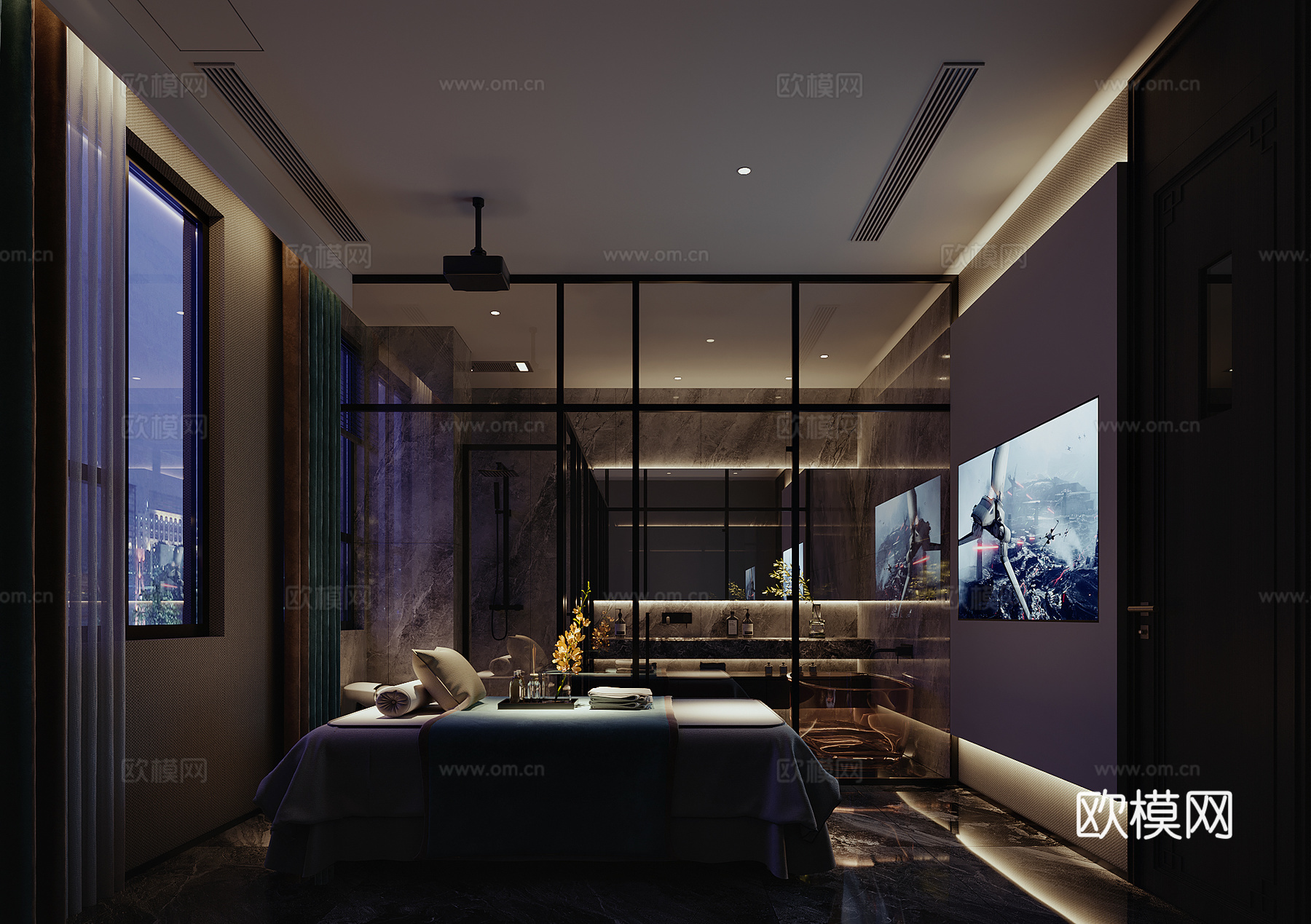 新中式足浴店3d模型下载