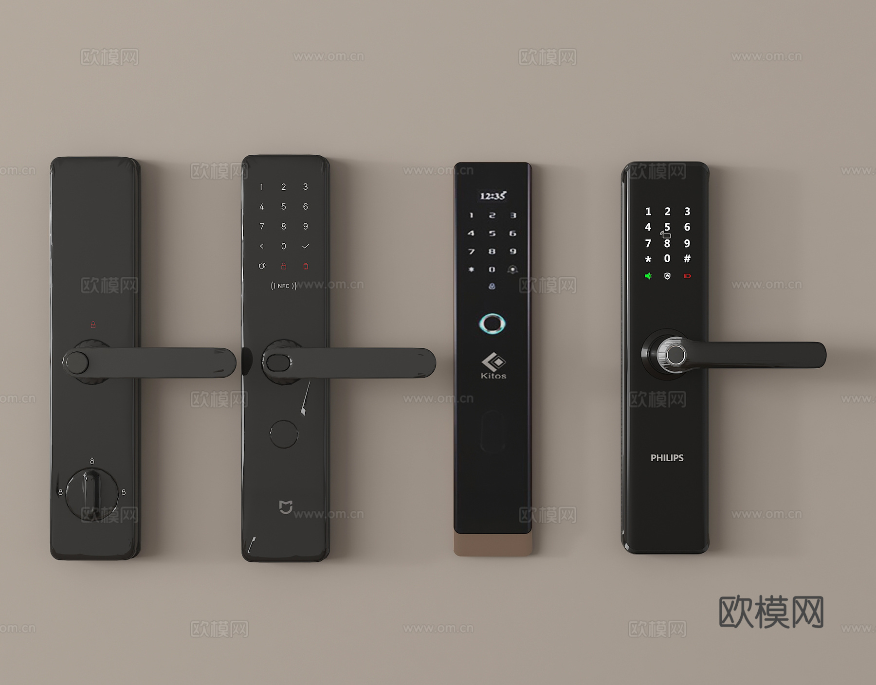 现代指纹锁 密码锁 智能锁su模型