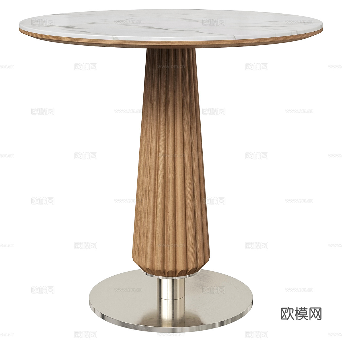 现代意式 Litfad 大理石木质圆边几3d模型下载（渲染图2）