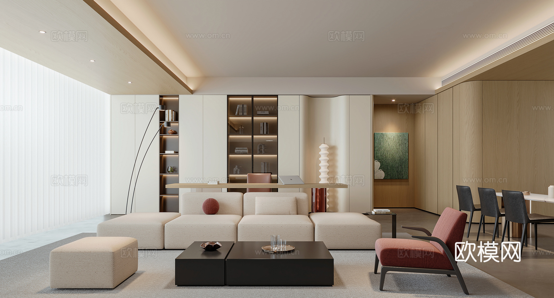 现代客餐厅3d模型下载