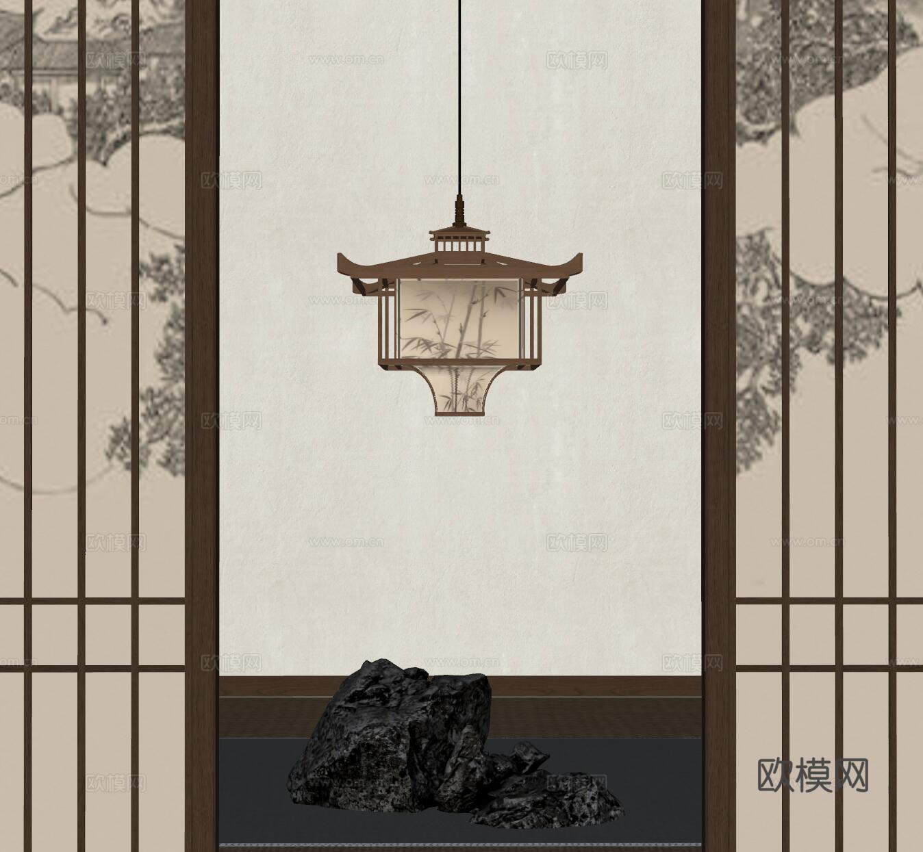 宋式吊灯 吊灯 装饰吊灯  小吊灯  艺术吊灯su模型