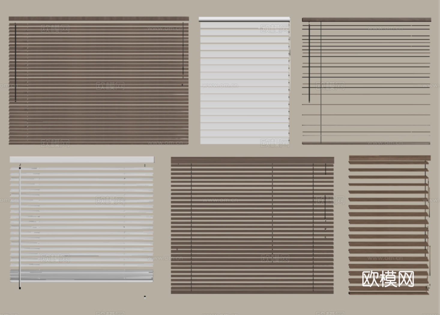 现代新中式窗帘 卷帘 百叶帘 拉帘su模型