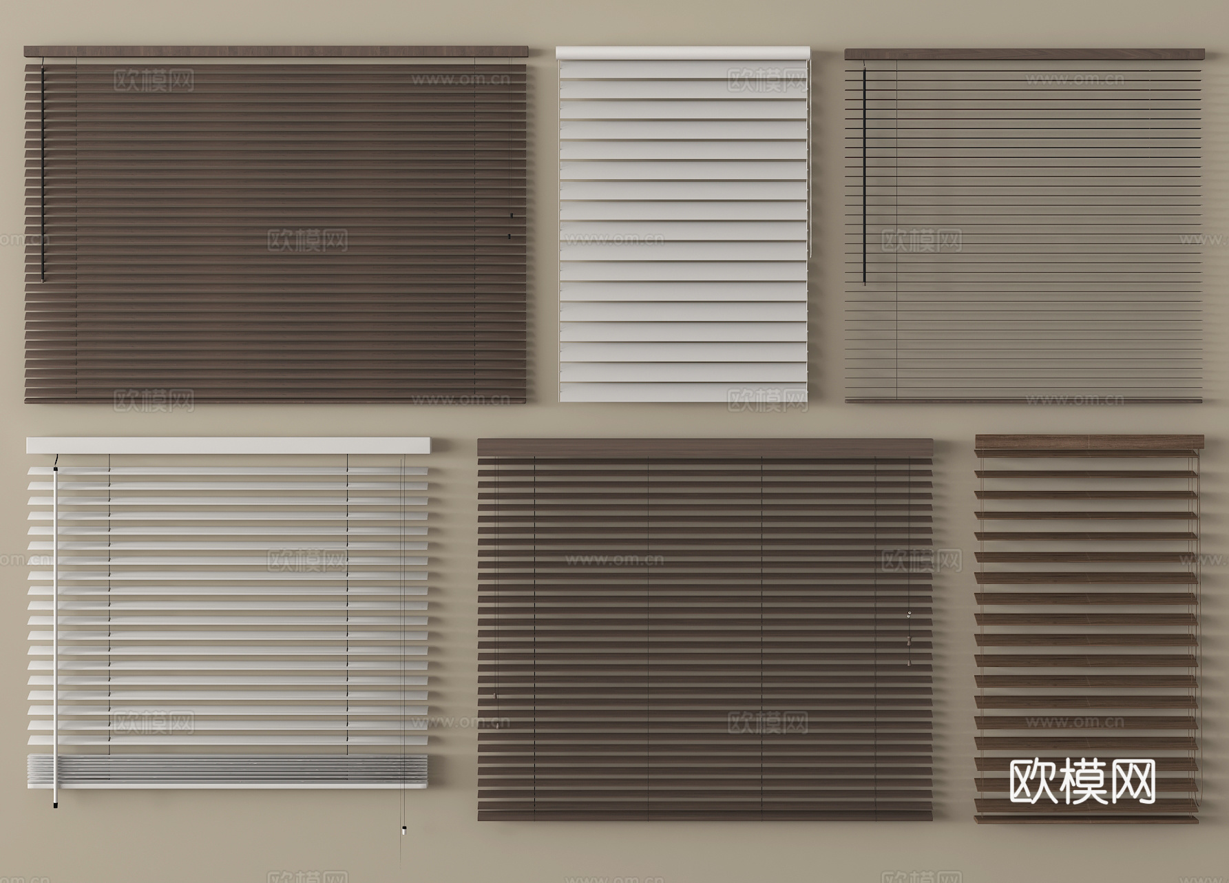 现代新中式窗帘 卷帘 百叶帘 拉帘su模型