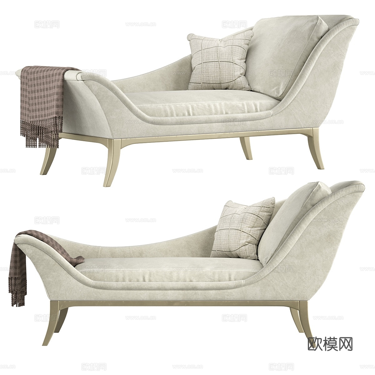 Avondale天鹅绒躺椅3d模型下载