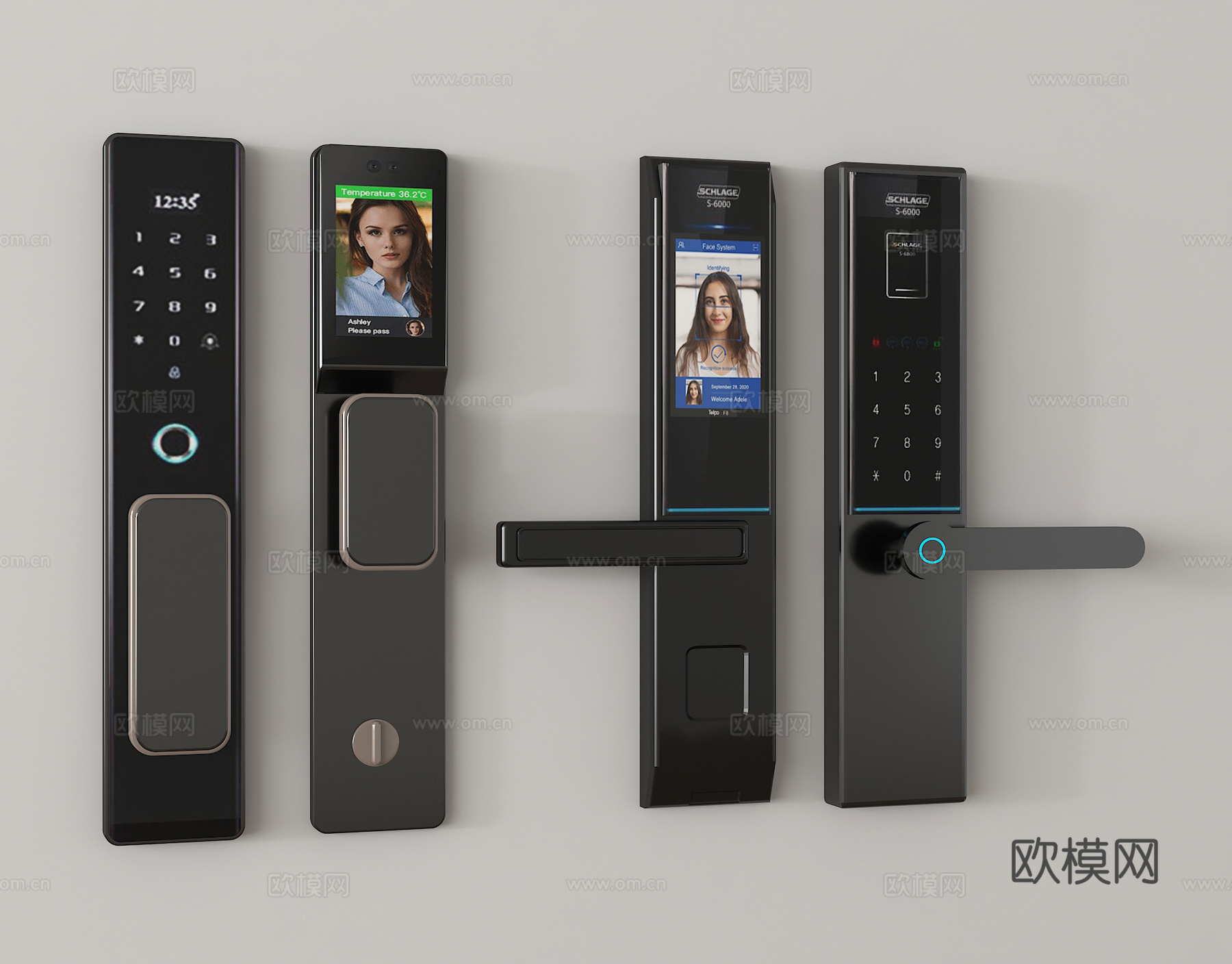 现代指纹锁 密码锁 智能锁su模型