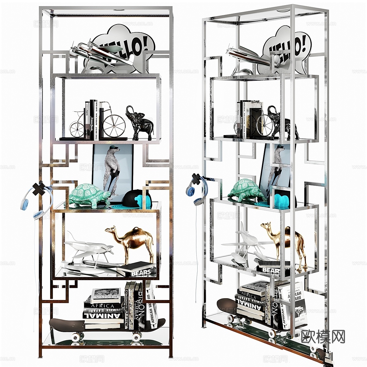 儿童书柜套装 置物架 柜子3d模型下载