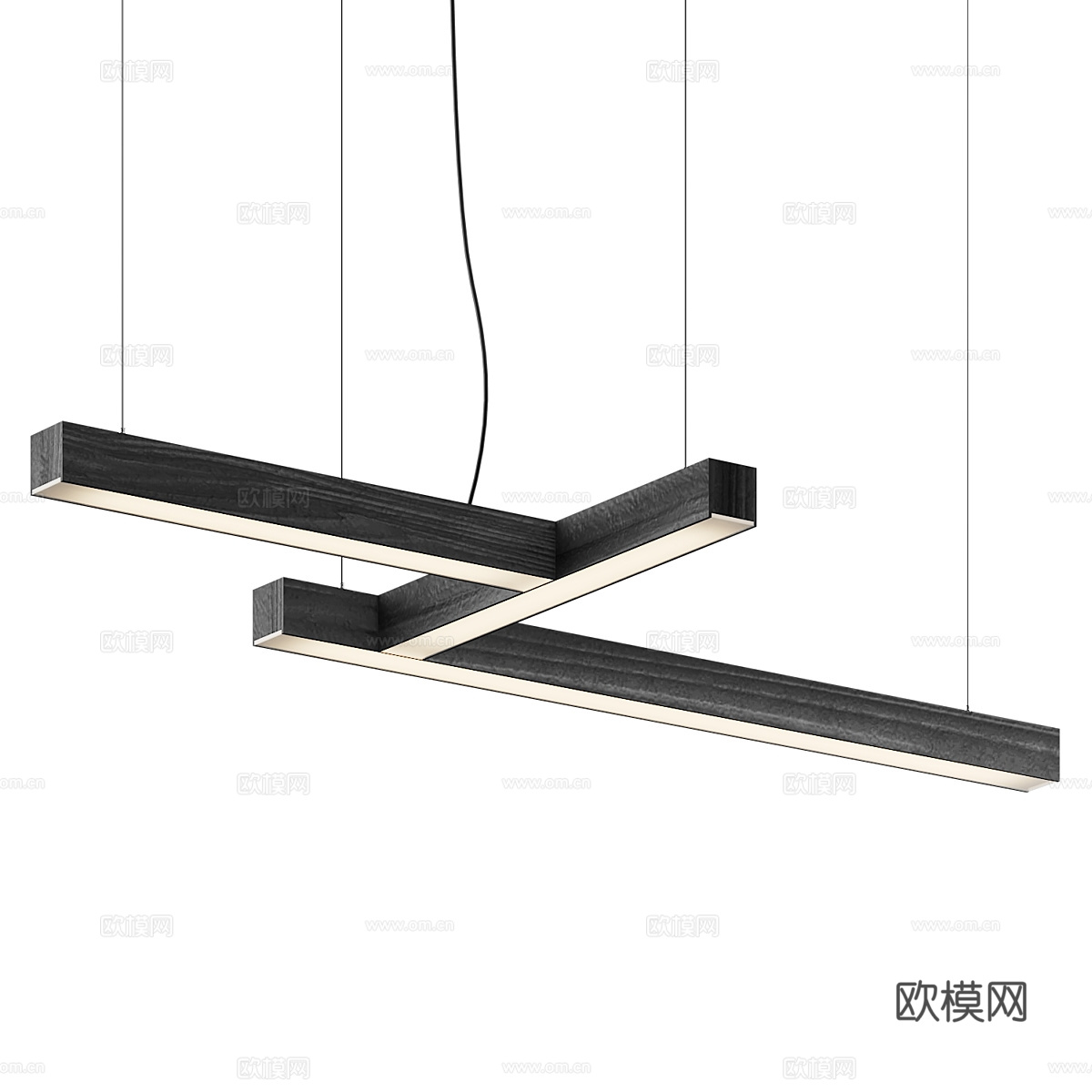 现代极简 Tunto 木质装饰线性吊灯3d模型下载（渲染图5）