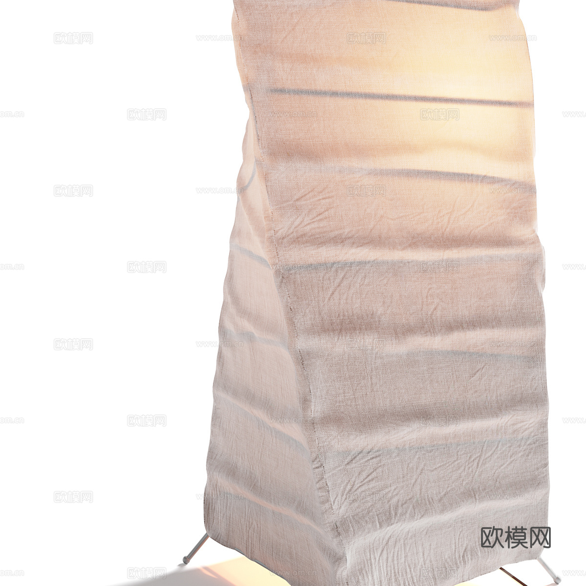 新中式侘寂织物落地灯3d模型下载（渲染图2）