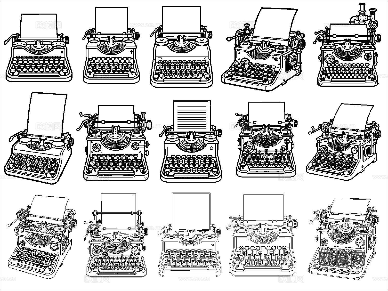 老式打印机cad施工图