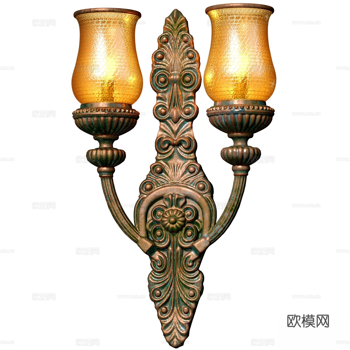 穆拉诺玻璃铜艺经典壁灯3d模型下载