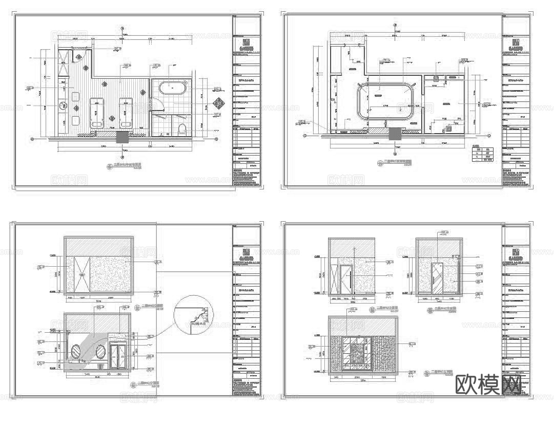 最新16套 足浴店 会所 美容院 施工图合集cad施工图