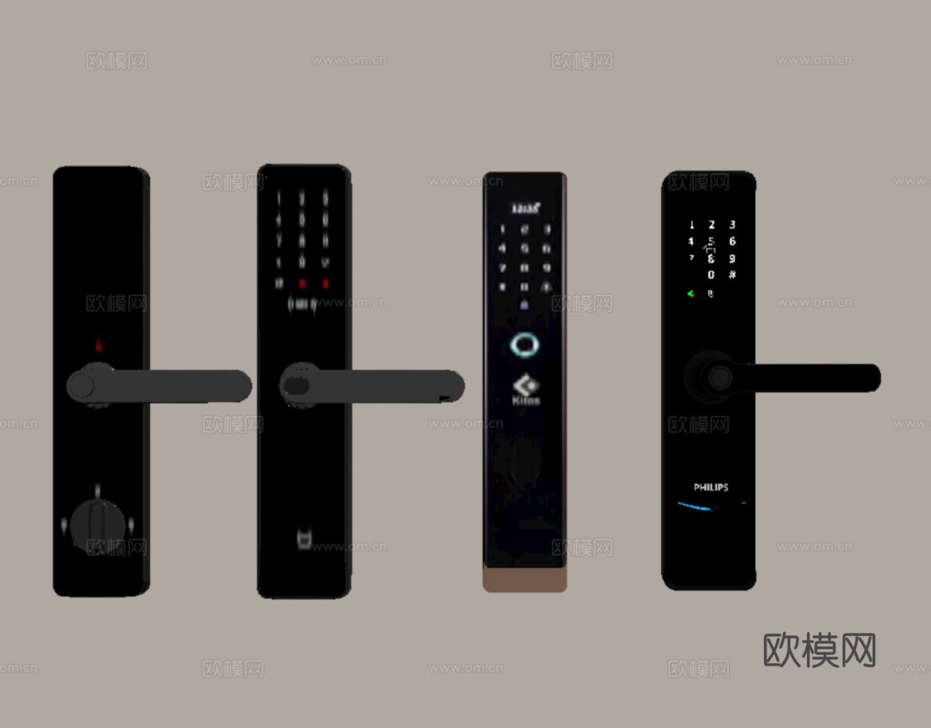 现代指纹锁 密码锁 智能锁su模型