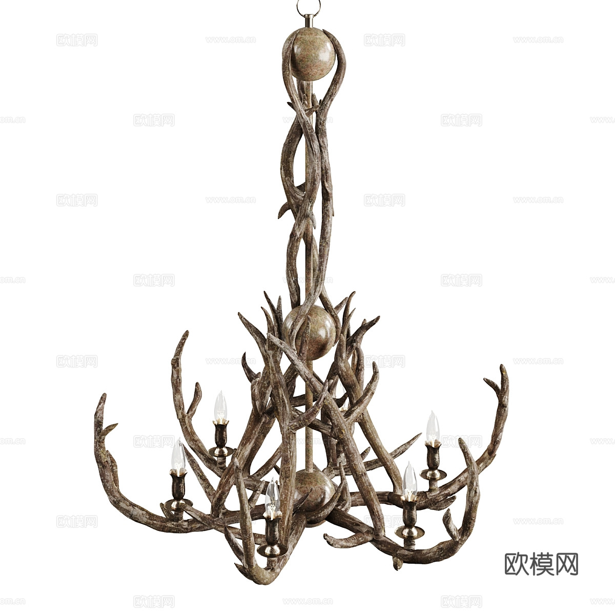 美式鹿角吊灯3d模型