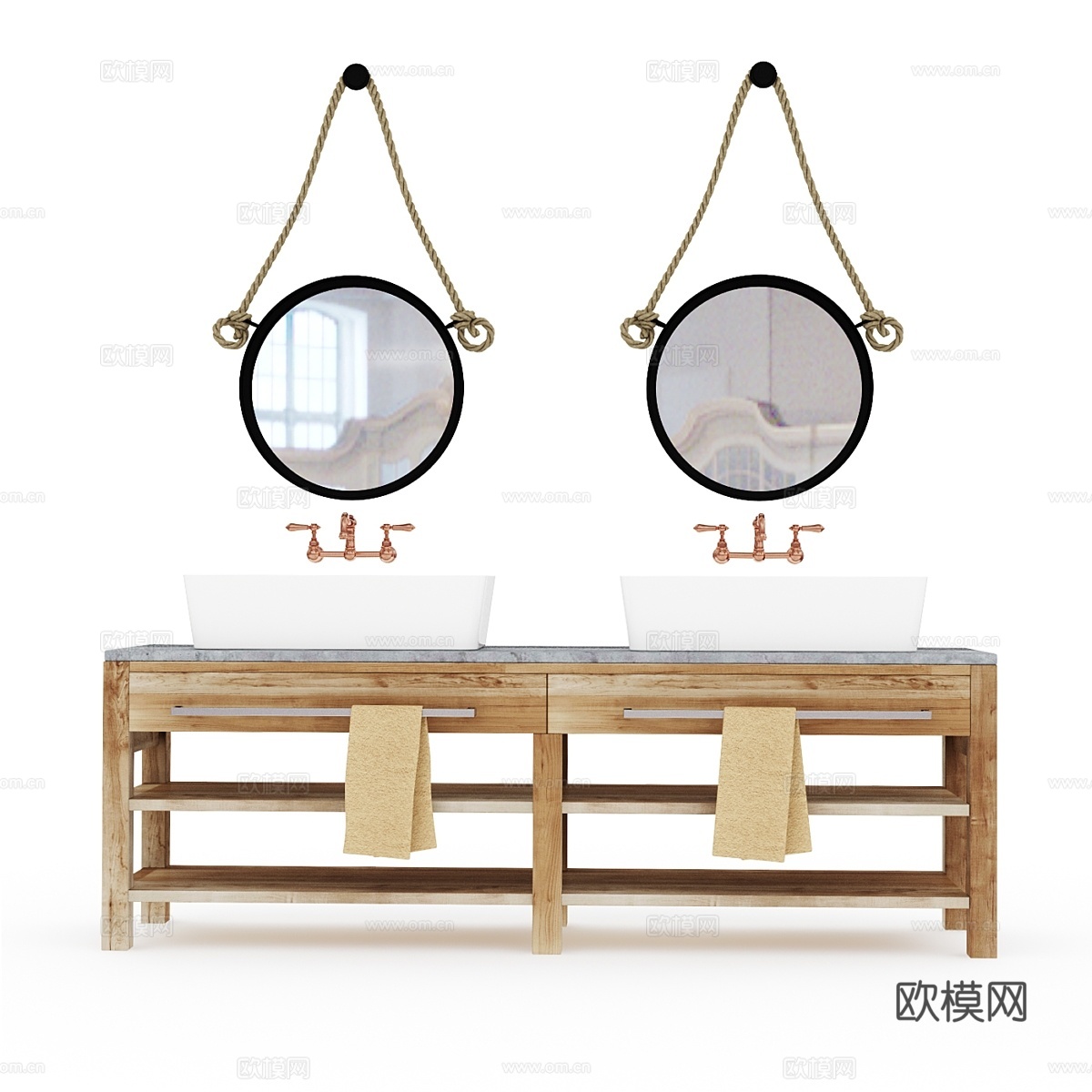 阁楼风格浴室家具 洗手台3d模型下载