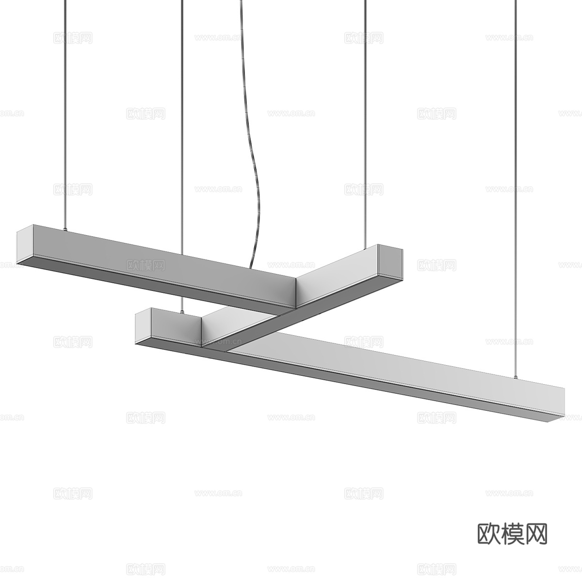 现代极简 Tunto 木质装饰线性吊灯3d模型下载（渲染图6）