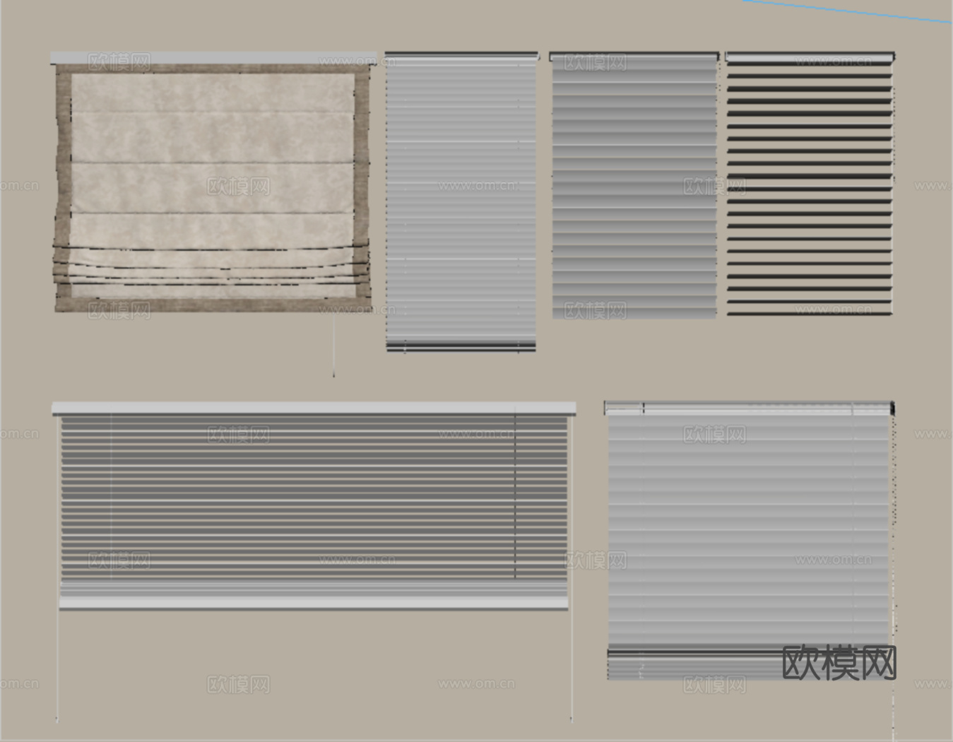 现代极简百叶帘 香格里拉帘 梦幻帘 布帘su模型